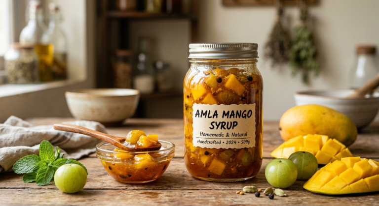 Firefly_Gemini Flash_Create a image of Amla Mango syrpe 617073